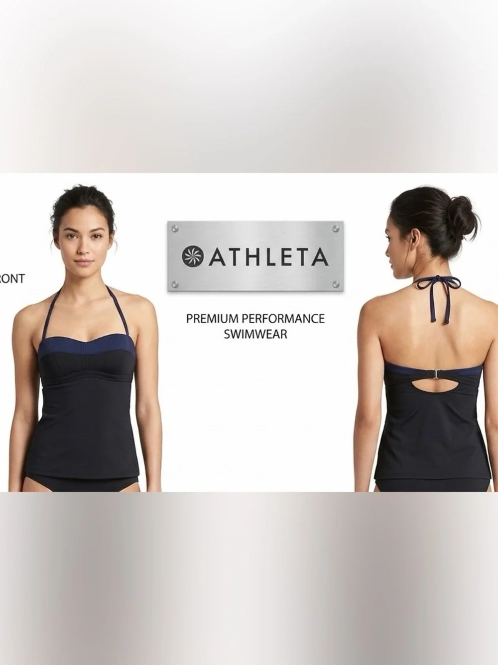 Athleta Textured Bandeau Halter Style Swimsuit Top XS